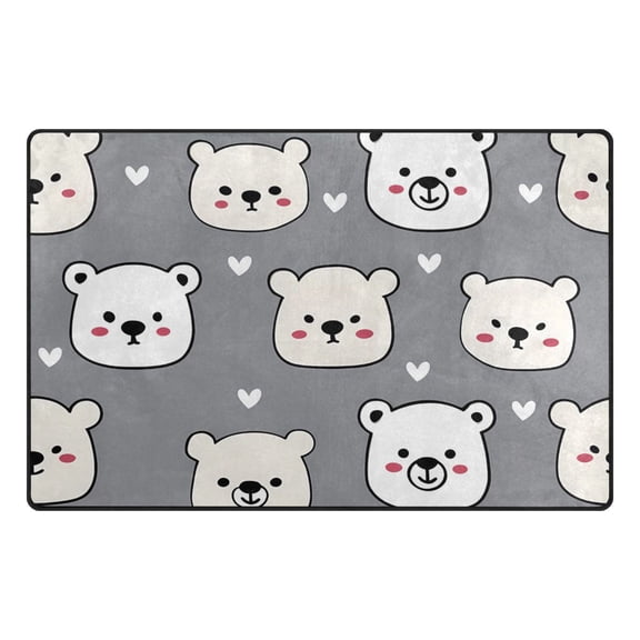 Cartoon Bear Love Pattern Memory Foam Area Rug 31"x20" Non Slip, Absorbent, Fade Proof for Living Room, Bedroom, Office