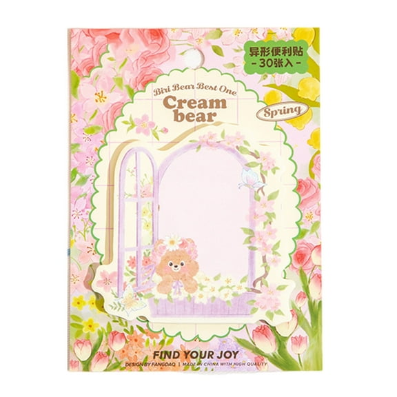 30 Sheets Flower Bear Notes Paper Sticky Notes Memo Pad for Writing Journaling