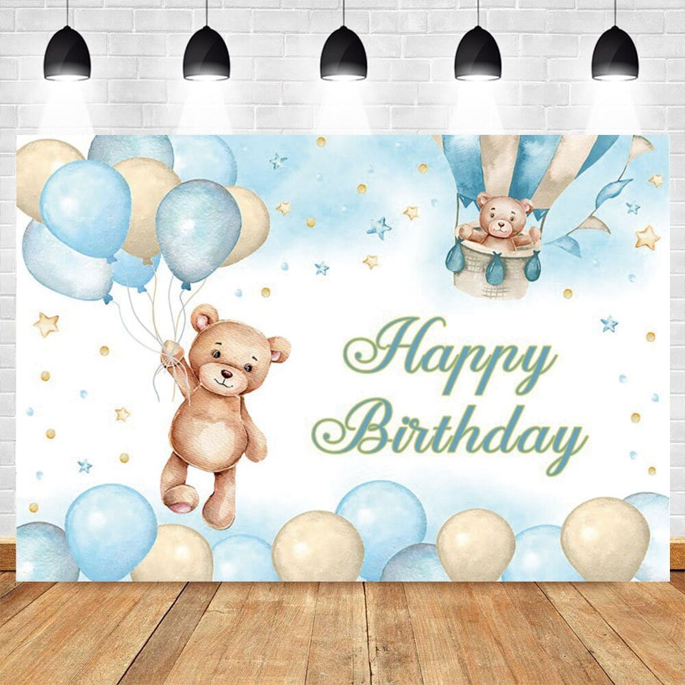 Cartoon Bear Photography Background Hot Air Balloon Moon We Can Bearly Wait  Baby Shower Boy Girl Birthday Party Backdrop Decor - Walmart.com, image size:1000x1000