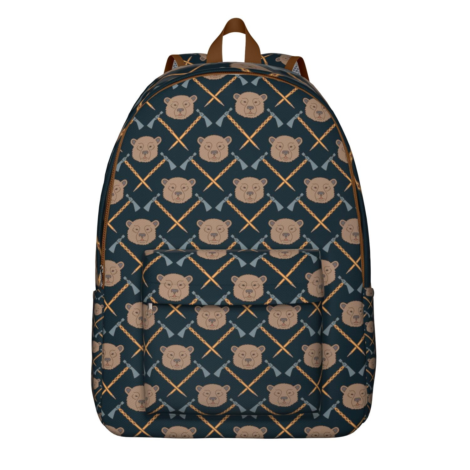 Cartoon Bear School Backpack, Waterproof Bookbag with Aesthetic Brown and Polar Bear Pattern, Perfect for Teens