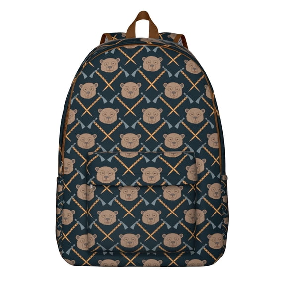 Cartoon Bear School Backpack, Waterproof Bookbag with Aesthetic Brown and Polar Bear Pattern, Perfect for Teens