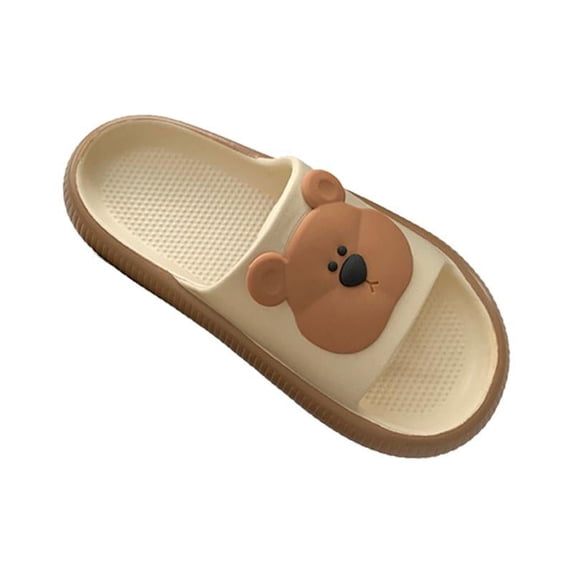 Cartoon of Bear Slippers Open Toe Shower Shoes Slides Women Adorable Comfortable PVC Bathroom Sandals Non Slip for Showering Beach Household Apricot 40 To 41