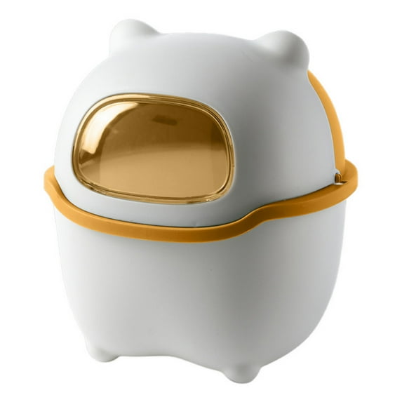 Cartoon Bear Trash Can Mini Desktop Trash Can with Lid Cover Office Cleaning Trash Button Desktop Storage Bin