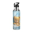 thumbnail image 1 of Cartoon Bear in Bathtub Sports Bottle with Straw Stainless Steel Water Jug Portable Thermal Cup Leak-proof 600ML, 1 of 9
