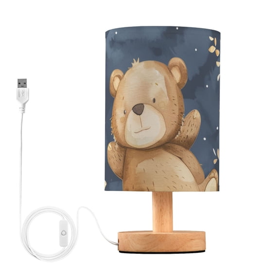 Cartoon Bears in Dark Sky Table Lamp with USB Port LED Warm Light Lamp Night Light Home Decor