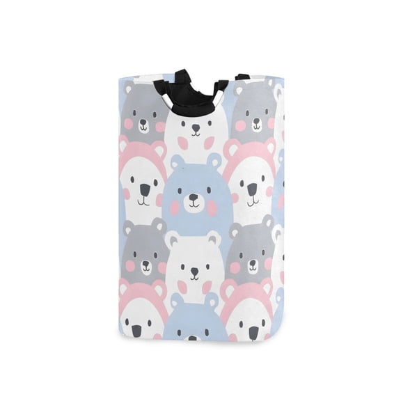 Cartoon Bears in Different Colors Laundry Basket with Handles Foldable Laundry Hamper Freestanding Washing Bin 50L