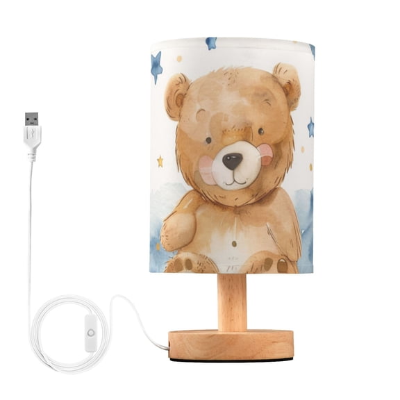 Cartoon Bears with Cute Sky Elements Table Lamp with USB Port LED Warm Light Lamp Night Light Home Decor