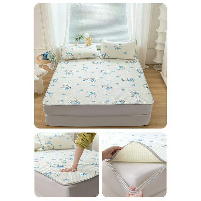 Cartoon Bed Mattress Pad Mat Air Conditioner Soft Bedding Set Nonslip