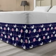 thumbnail image 1 of Cartoon Bed Skirt, I Like Babies Hello Calligraphic Layout of Clouds Unicorns and Party Flags, Elastic Bedskirt Dust Ruffle Wrap Around for Bedding Decor, 4 Sizes, Indigo Multicolor, by Ambesonne, 1 of 2