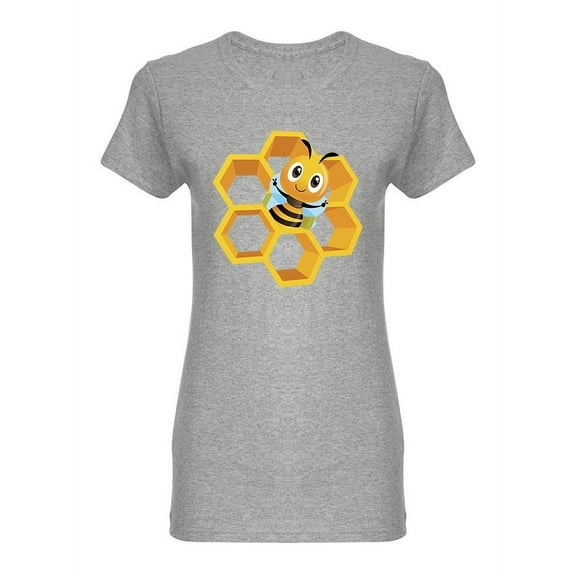Cartoon Bee And Honeycomb T-Shirt Women -Image by Shutterstock, Female 3X-Large
