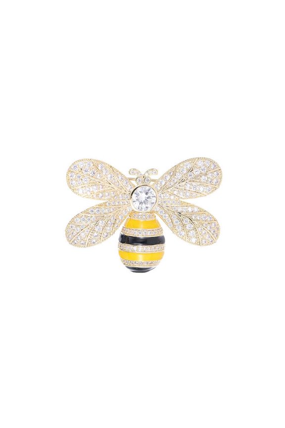 Cartoon Bee Brooch Pin, Copper Zircon Gold-plated Autumn And Winter Clothing Accessories.