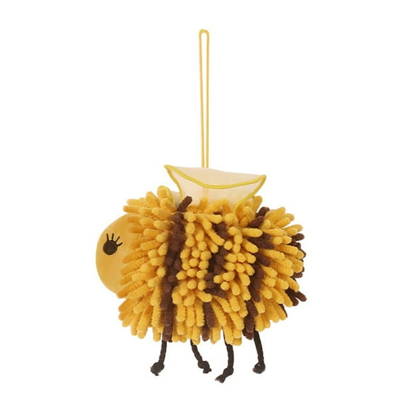 Cartoon Bee Chenille Hand Towel Soft Hanging Quick-Dry Microfiber Towel for Bathroom, Kitchen, and Kids, 6.7x8.3in