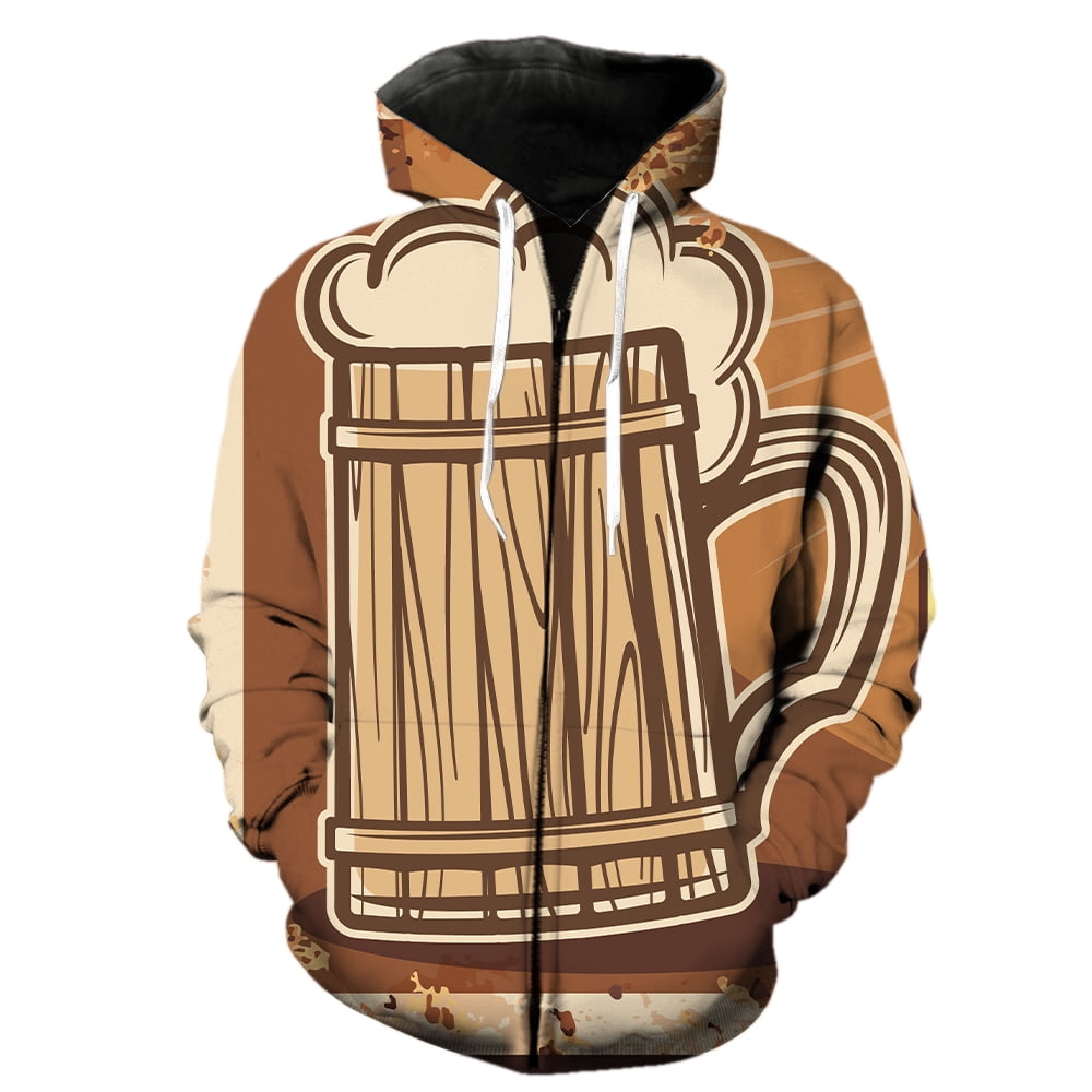 Cartoon Beer Festival Men's Zipper Hoodie 2024 Hot Sale Funny ...