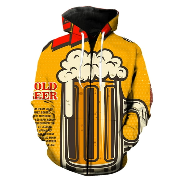 Cartoon Beer Festival Men's Zipper Hoodie 2024 Hot Sale Funny ...