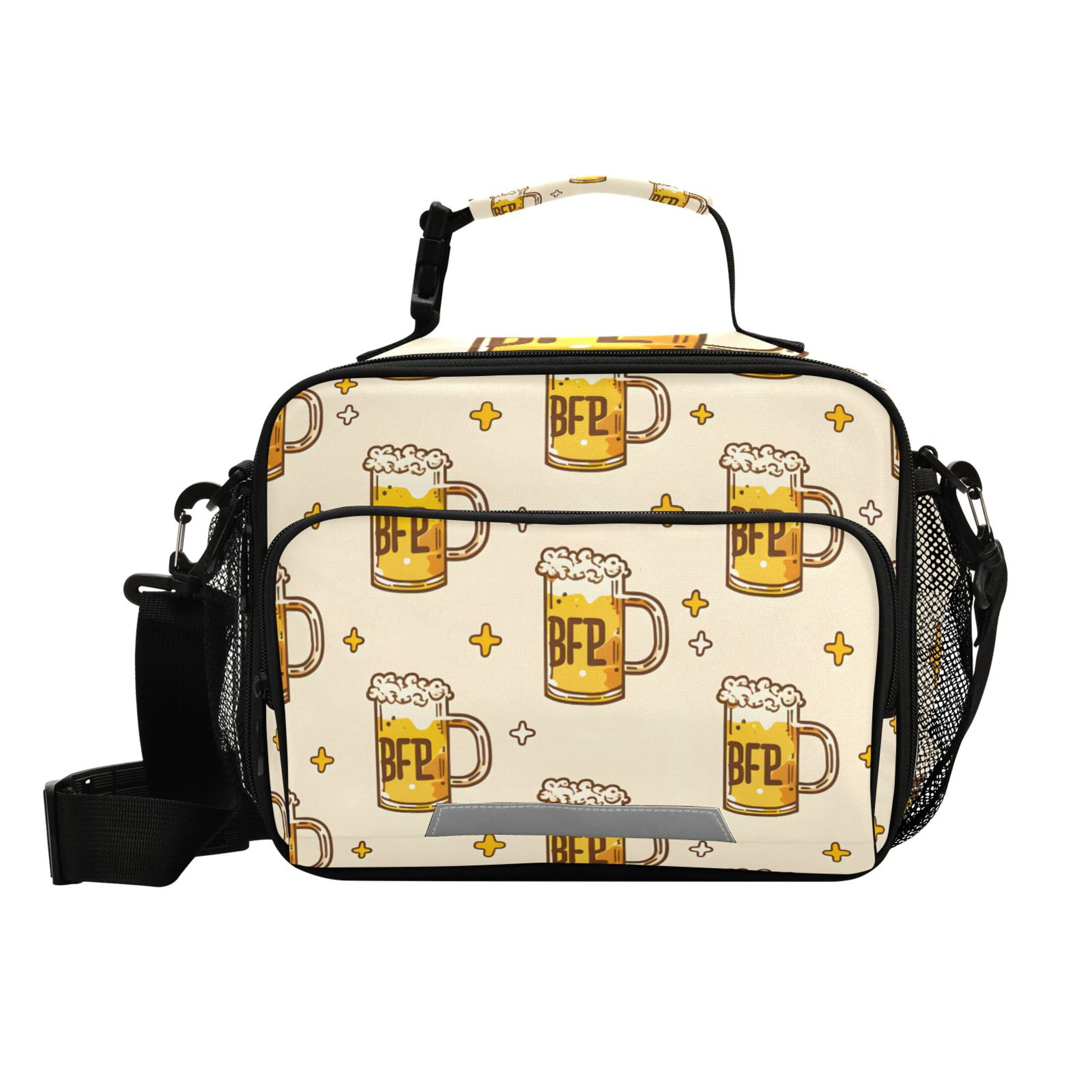 Cartoon Beers and Stars Insulated Lunch Bag Portable Cooler Bag Mommy Bag Large Capacity 6L