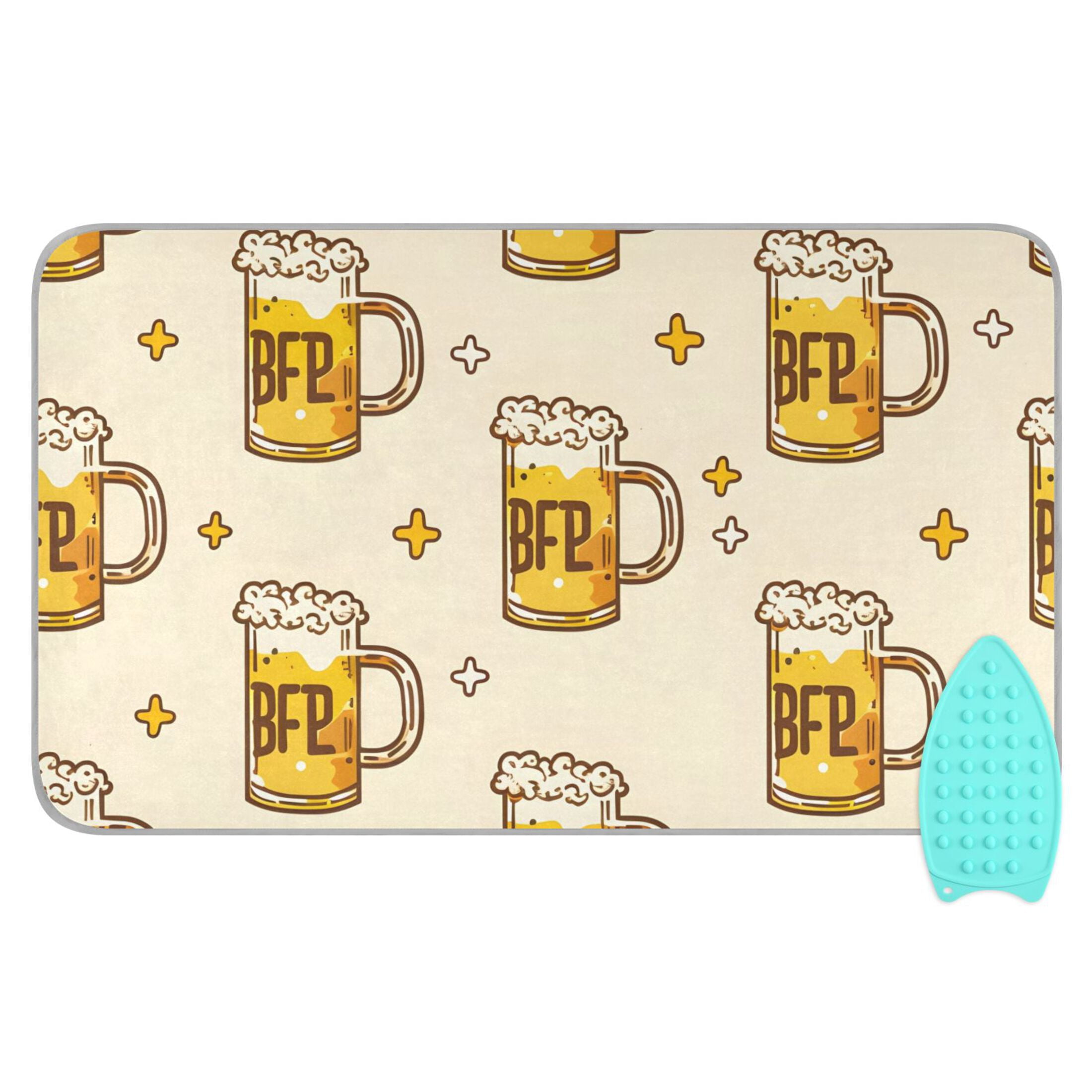 Cartoon Beers and Stars Ironing Mat Blanket Portable Travel Ironing Pad Heat Resistant Pad 47.2" x 27.6”