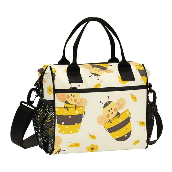 Cartoon Bees Honey Cooler Bag Lunch Bag Soft Cooler Cooling Tote Insulated Lunch Box for Adult Men Women