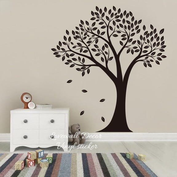 Cartoon Big Tree Wall Sticker Baby Nursery Living Room Large Tree Leaf Branch Wall Decal Bedroom Kids Room Vinyl 56cmx61cm