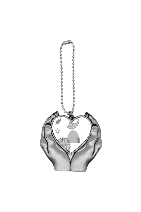 Cartoon Bird Cage Grass Nordic Pattern Car Keychain Heart Pendant Ornament Charm