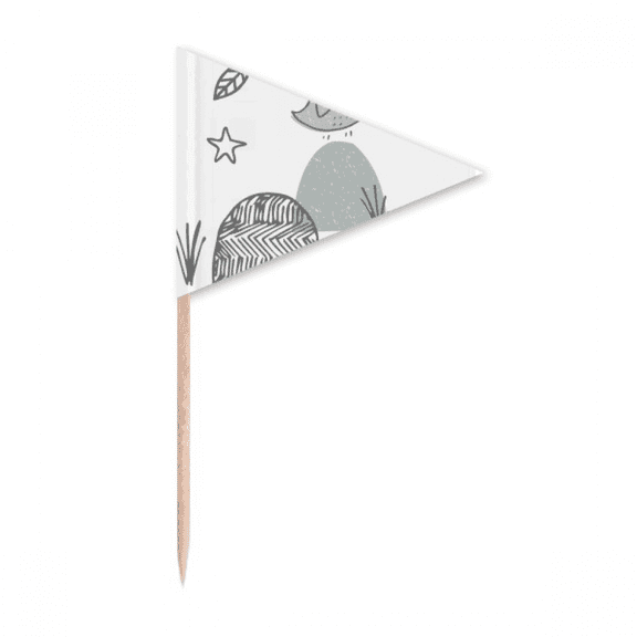 Cartoon Bird Cage Grass Nordic Pattern Toothpick Triangle Cupcake Toppers Flag