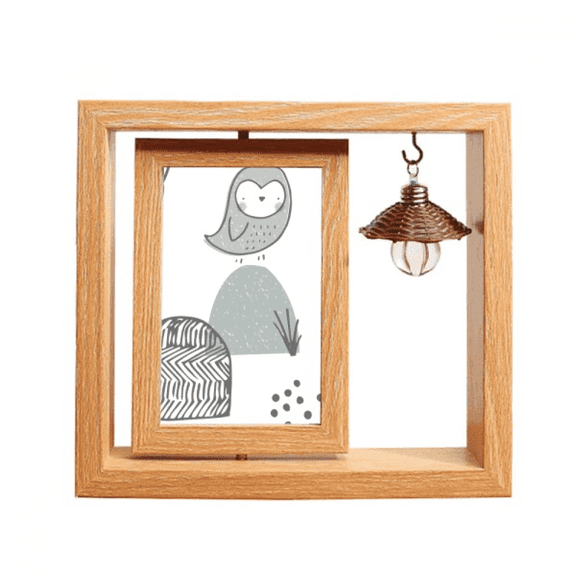 Cartoon Bird Cage Grass Nordic Pattern Wooden Rotating Picture Photo Frame 4x6