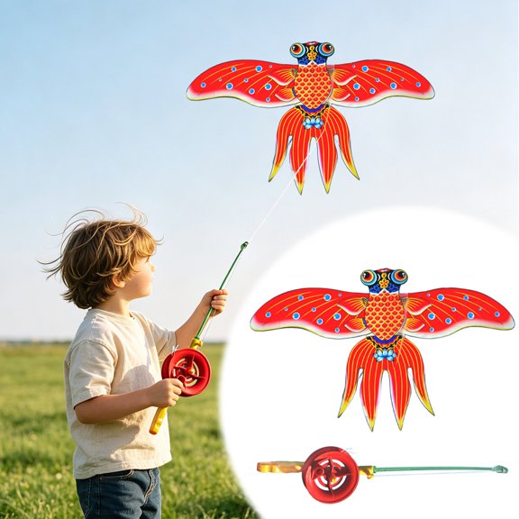 Cartoon Bird Kite Set with Telescopic Fishing Rod, Parrot Eagle Pattern Mini Handheld Flying Kite Kit, Lightweight Portable Animal Flying Kite Pack for Backyard Outdoor Beach Leisure Activity