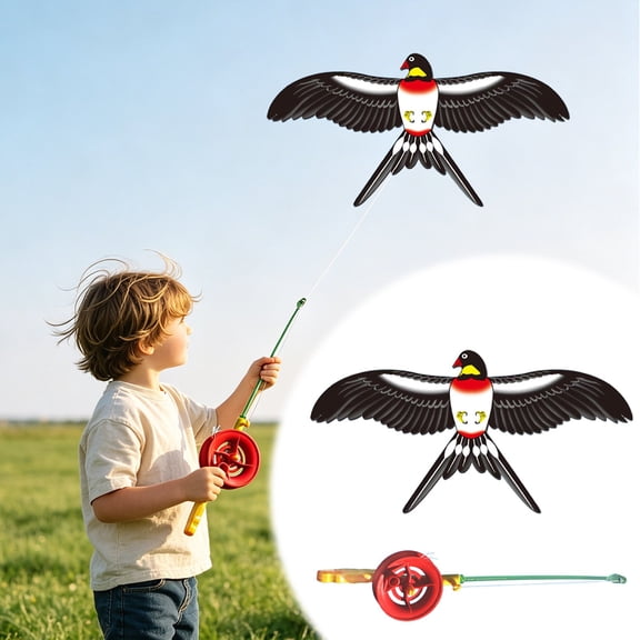 Cartoon Bird Kite Set with Telescopic Fishing Rod, Parrot Eagle Pattern Mini Handheld Flying Kite Kit, Lightweight Portable Animal Flying Kite Pack for Backyard Outdoor Beach Leisure Activity