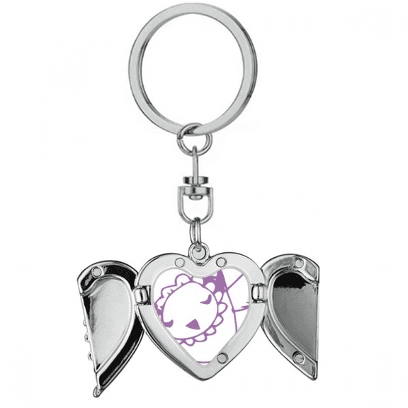 Cartoon Bird Simple Line-drawing Animal Heart Angel Wing Key Chain Holder