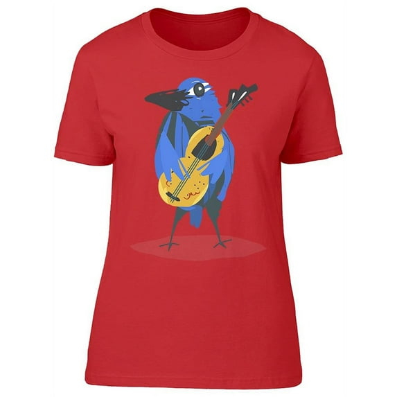 Cartoon Bird With Guitar T-Shirt Women -Image by Shutterstock, Female XX-Large