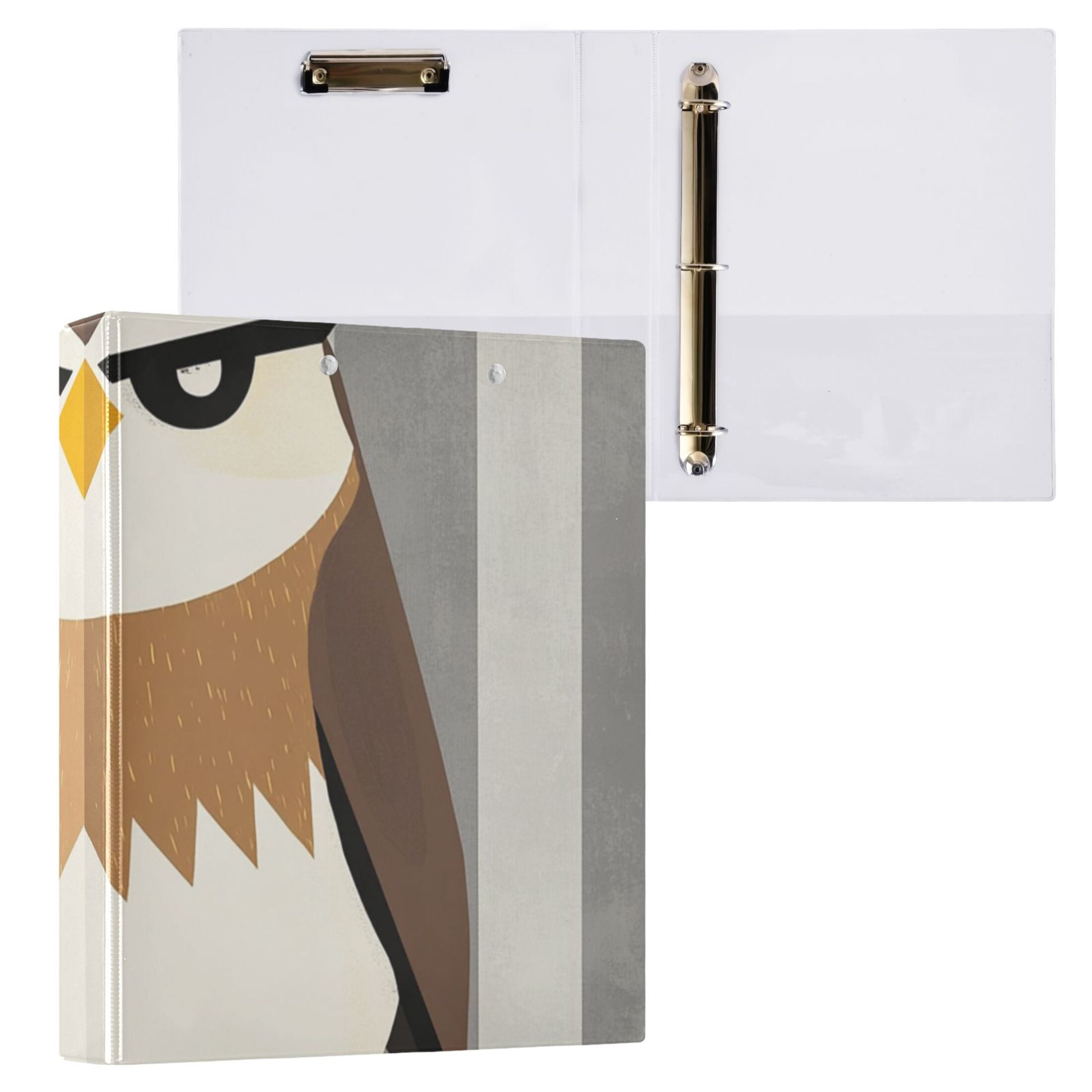 Cartoon Bird in Stripe 3 Ring Binders 1.5 inch Hardcover File Folders with Interior Pockets A4 Size Organizer for School Office Hospital