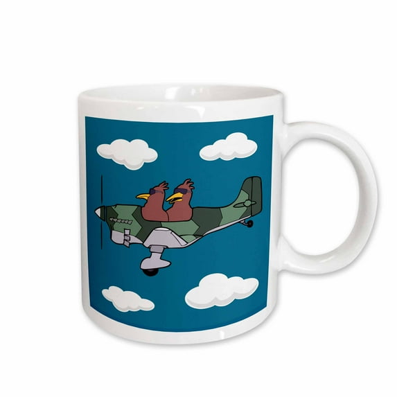 3drose, Cartoon Birds and Planes Stuka on Blue with Clouds 2a1, 11oz Mug