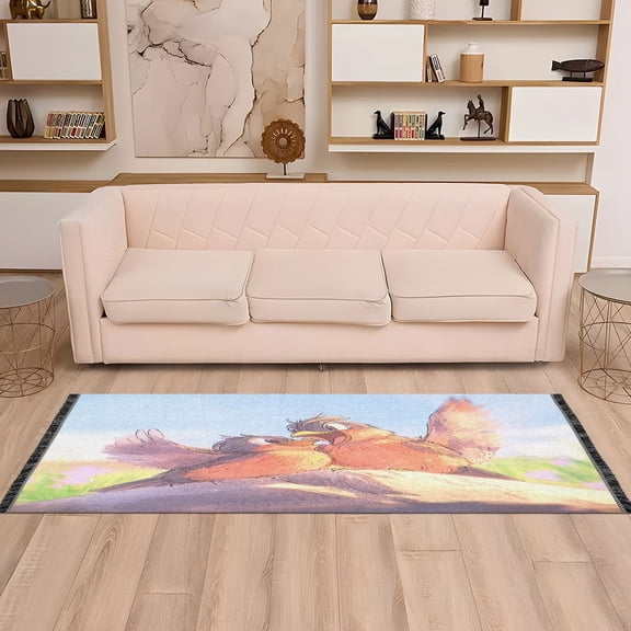 Cartoon Birds Singing 72x23.5" Bedroom Runner Rug, Durable and Non-Slip for Hallways and Living Rooms