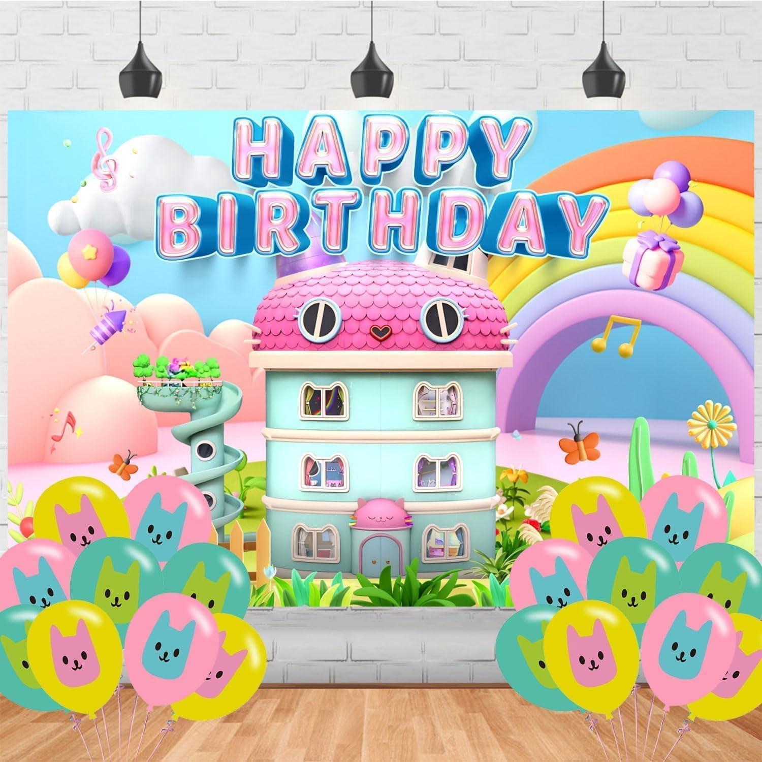 Cartoon Birthday Decorations, Doll IFF17 of House Backdrops for Party ...