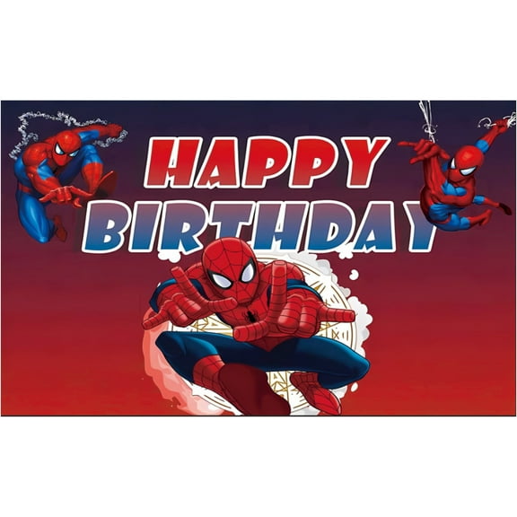 Cartoon Birthday Decorations,Spider Backdrops for Party Decorations Supplies,Cartoon Spider Happy Birthday Banner Backdrop for Party Supplies,Hero Man Backdrop,3.28*4.92FT