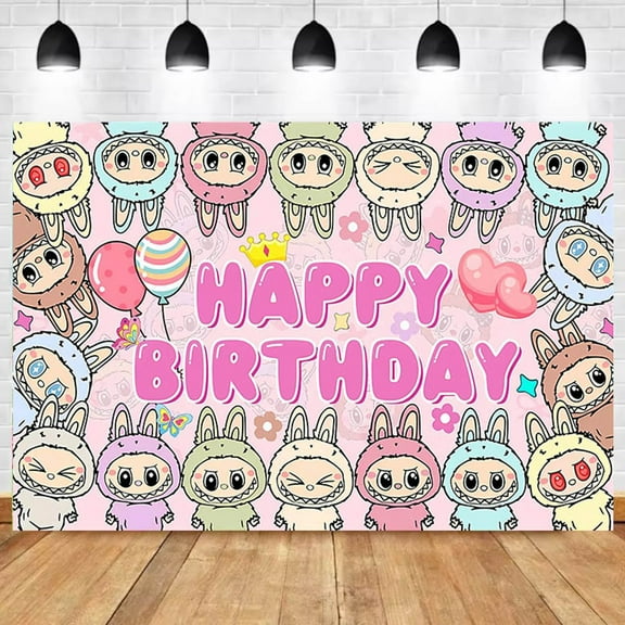 Cartoon Birthday Party Decorations Birthday Banner for Birthday Party Backdrop Photo Background Wall Decor Sponge Party Supplies