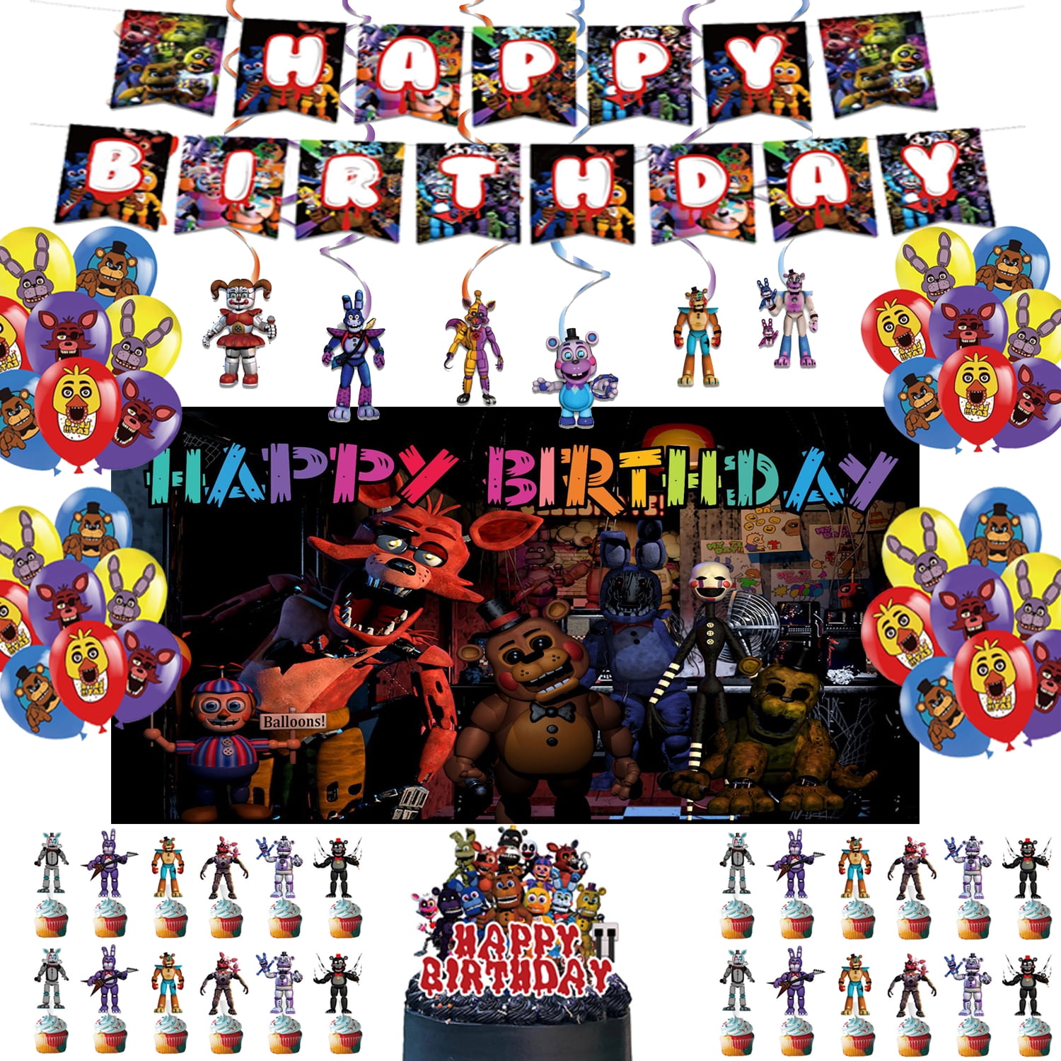 Cartoon Birthday Party Supplies Includes Happy Birthday Banner Latex cartoon-birthday-party-supplies-includes-happy-birthday-banner-latex