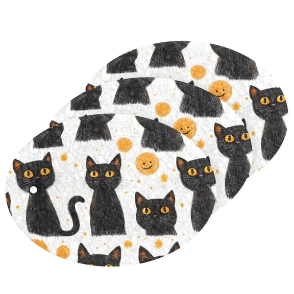 Cartoon Black Cat Pattern Cellulose Cleaning Sponge Set 3 Pack Compressed Kitchen Scrubber for Dishes