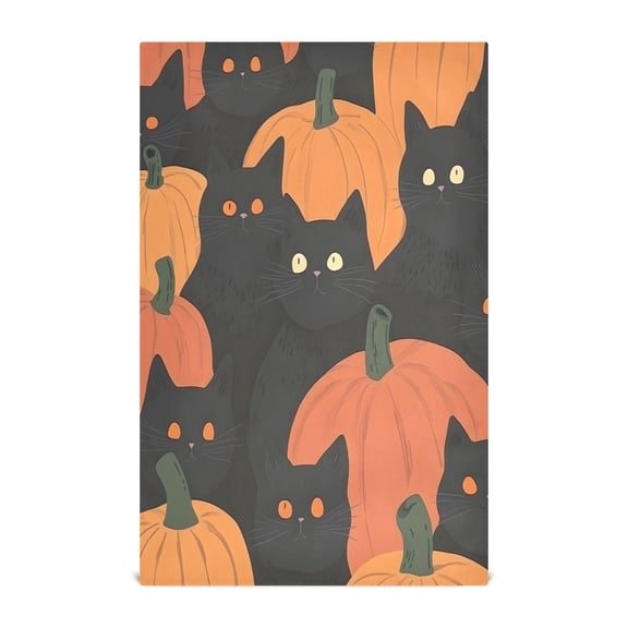 Cartoon Black Cat Pattern Design Kitchen Towels Dishcloth Decorative Waffle Towels Multi Use Tea Towel Dish Cloths 28x18in