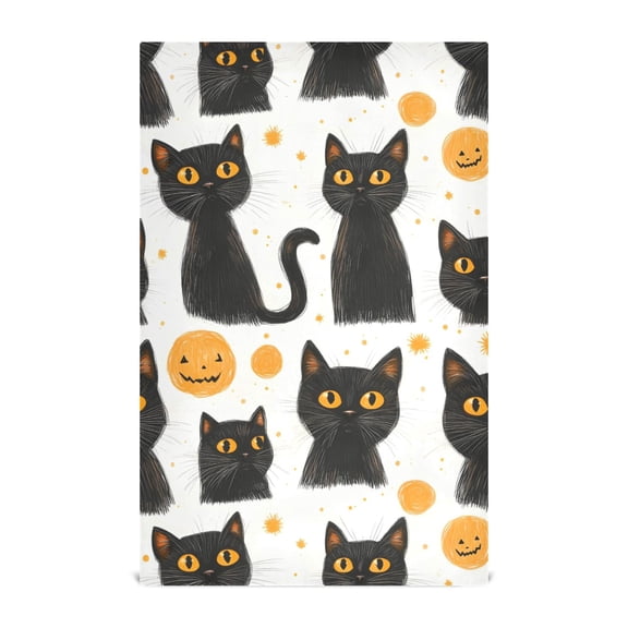 Cartoon Black Cat Pattern Kitchen Towels Waffle Weave Decorative Tea Towels Multi Use Dishcloths 28x18in