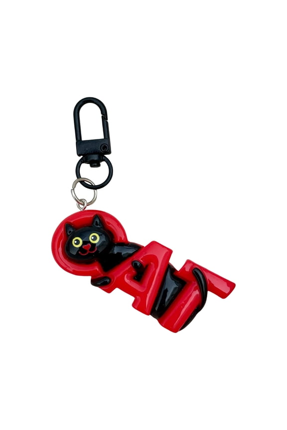 Cartoon Black Cats Keychain with Lovely Design Resin Charm Pendant for Friend Gift Expressive Friendship Present