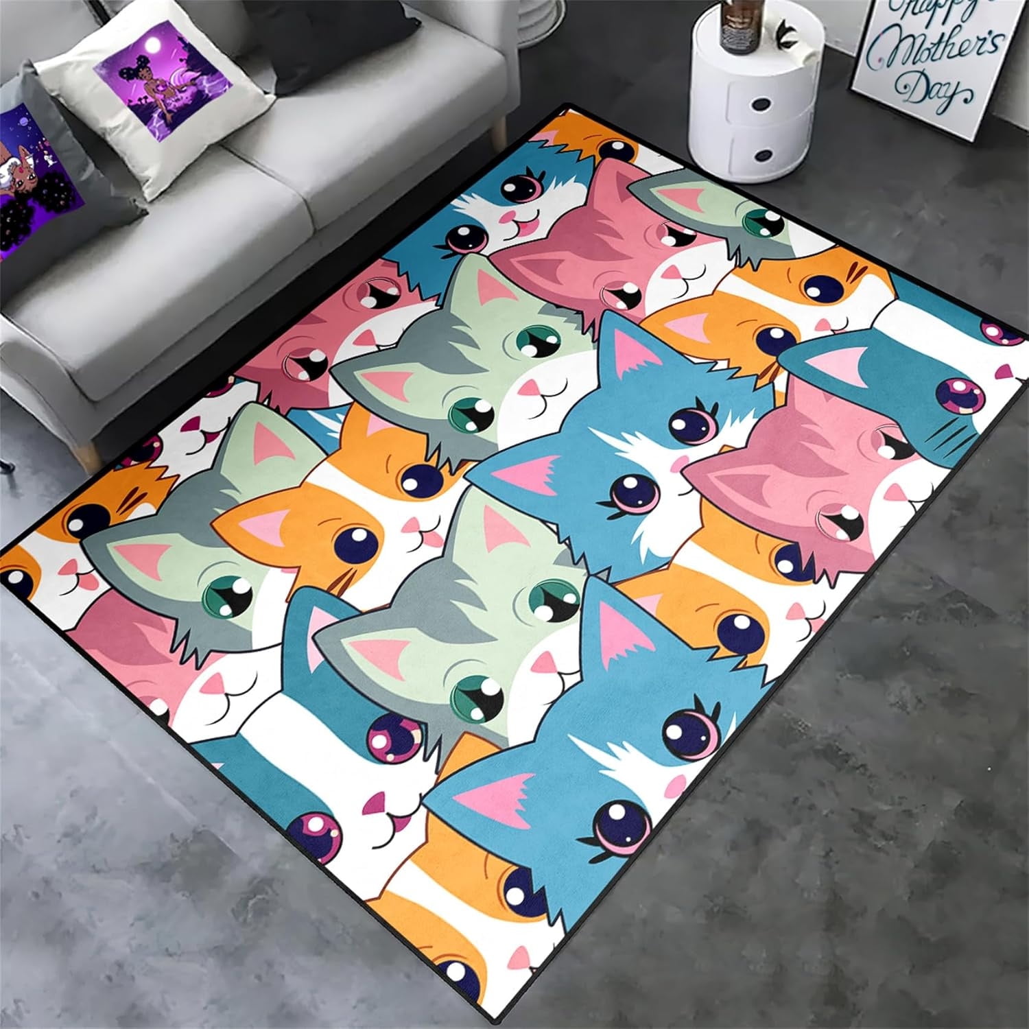 Cartoon Black Rugs for Bedroom Lovely Kids Room r Carpets Purple Carpet ...
