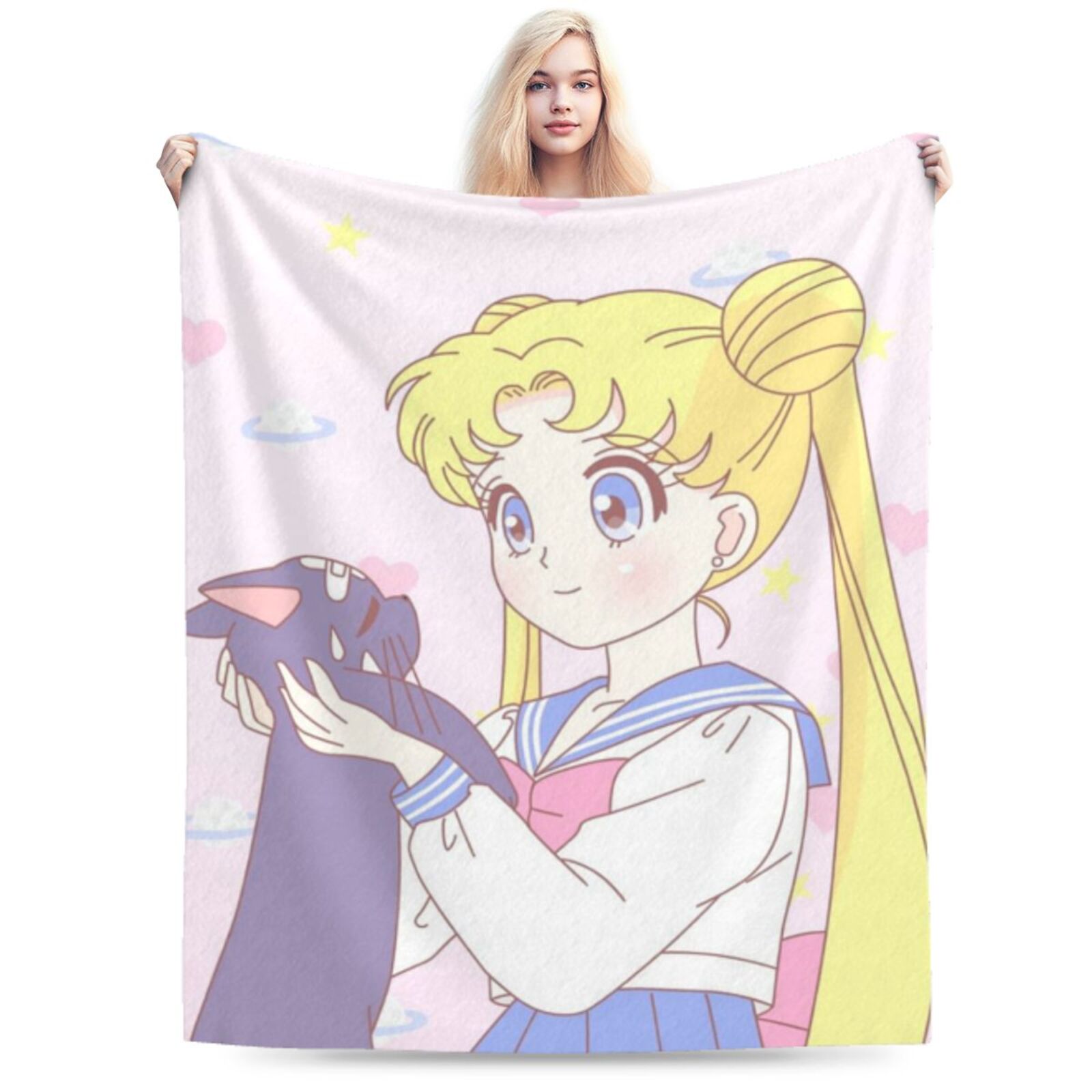 Cartoon Blanket Sailor Moon Soft AntiPilling Fuzzy Flannel Throw