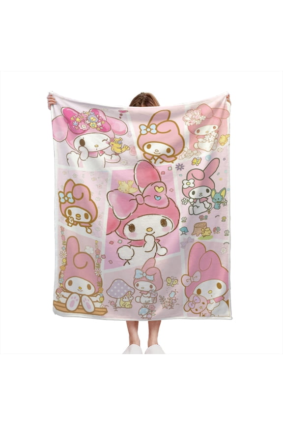 Cartoon My Melody Blanket Throw, Anime Throw Blanket, Cute Throw Blanket - 3D Cartoon Blanket Throw Kids Bedding Gifts - 50x40 inch