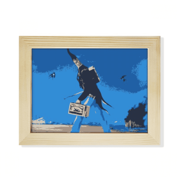 Cartoon Blue Background Grotesque Illustration Desktop Photo Frame Picture Art Decoration Painting 6x8 inch