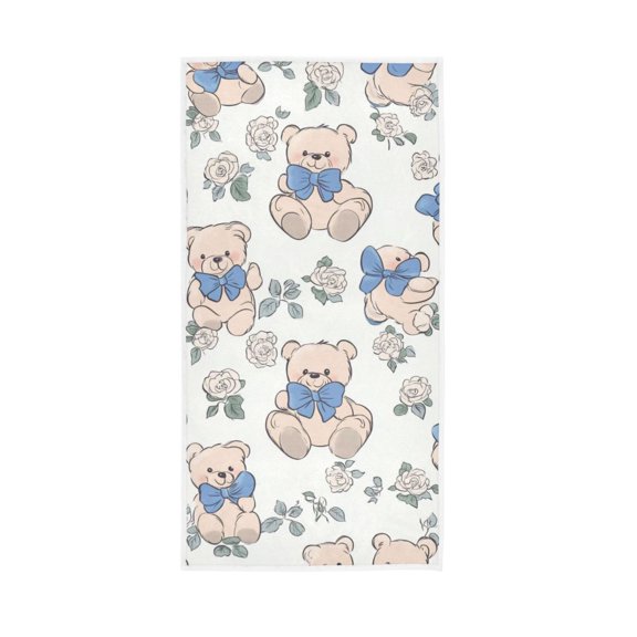 Cartoon Blue Bears Face Towel Absorbent Hand Towels Bath Sport Gym
