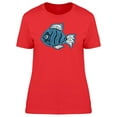 thumbnail image 1 of Cartoon Blue-Black Fish T-Shirt Women -Image by Shutterstock, Female Medium, 1 of 2
