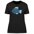 thumbnail image 1 of Cartoon Blue-Black Fish T-Shirt Women -Image by Shutterstock, Female Small, 1 of 2
