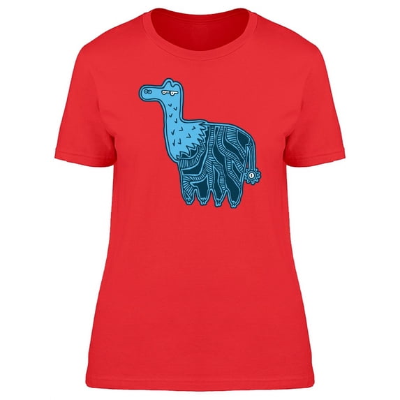 Cartoon Blue-Black Lama T-Shirt Women -Image by Shutterstock, Female XX-Large