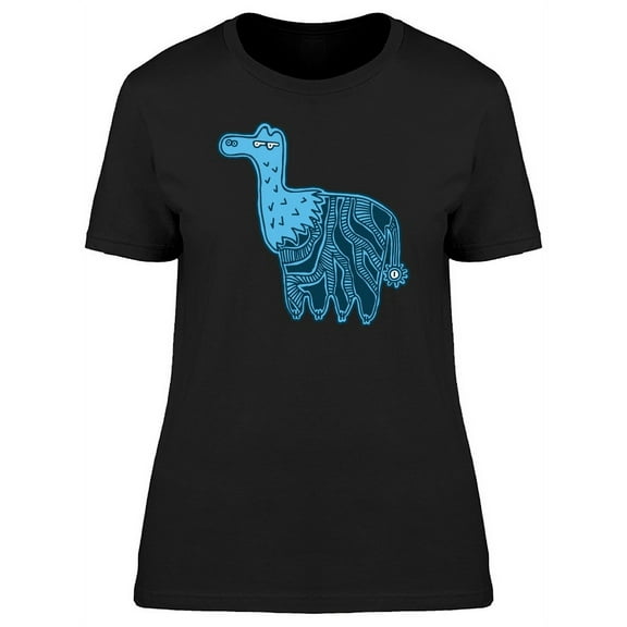 Cartoon Blue-Black Lama T-Shirt Women -Image by Shutterstock, Female x-Large
