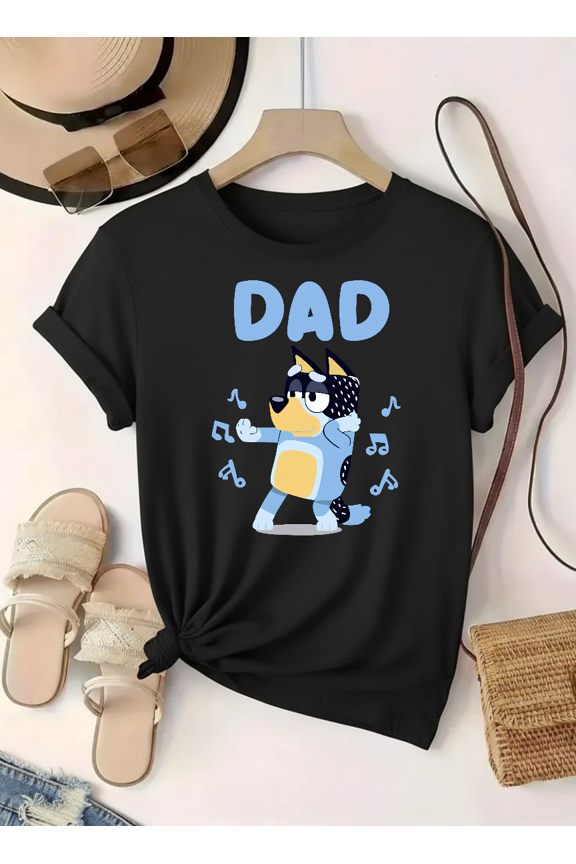 Cartoon Blue Dog Father Day Gift For Best Dad Art Unisex T-Shirt V61100, up to Size 5XL